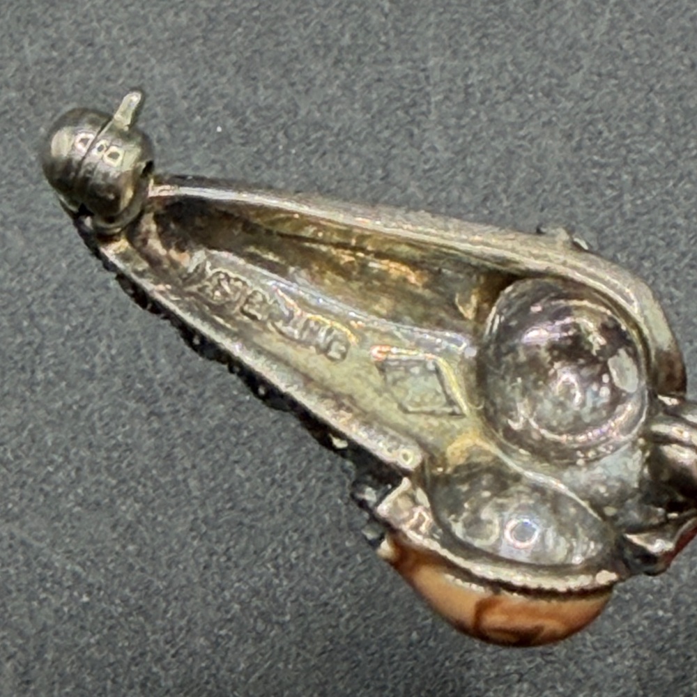Judith Jack Sterling Silver Marcasite Enamel Ice Cream Cone Brooch Pin Jewelry - Picture 8 of 13